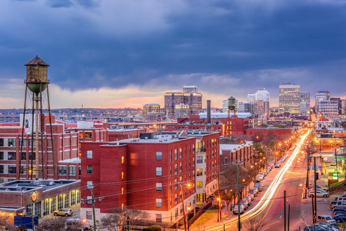 Downtown Richmond, VA in the evening