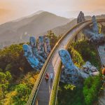 Aerial View Of The Hand-Supported Bridge In Vietnam, Southeast Asia