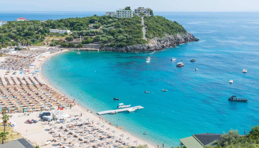 Aerial View OF Himare, Albania, Southern Europe