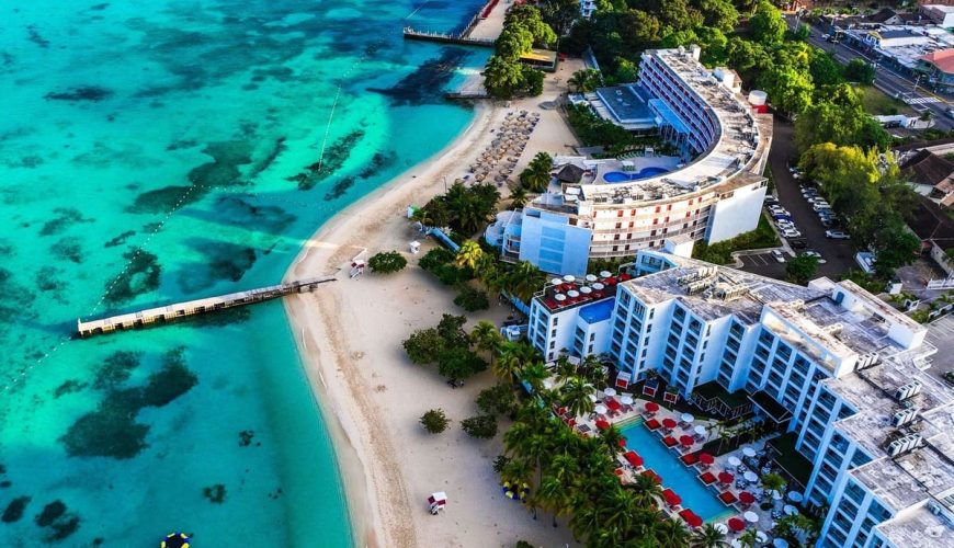 Aerial View Of A Resort Zone In Jamaica, Caribbean Sea