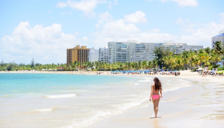 Tourist on beach in Puerto Rico